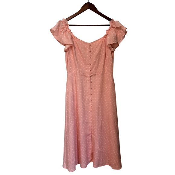 Gal Meets Glam Collection Dresses & Skirts - Gal Meets Glam Dress Women 8 Polka Dot Cottagecore Feminine Romantic Linen Blend